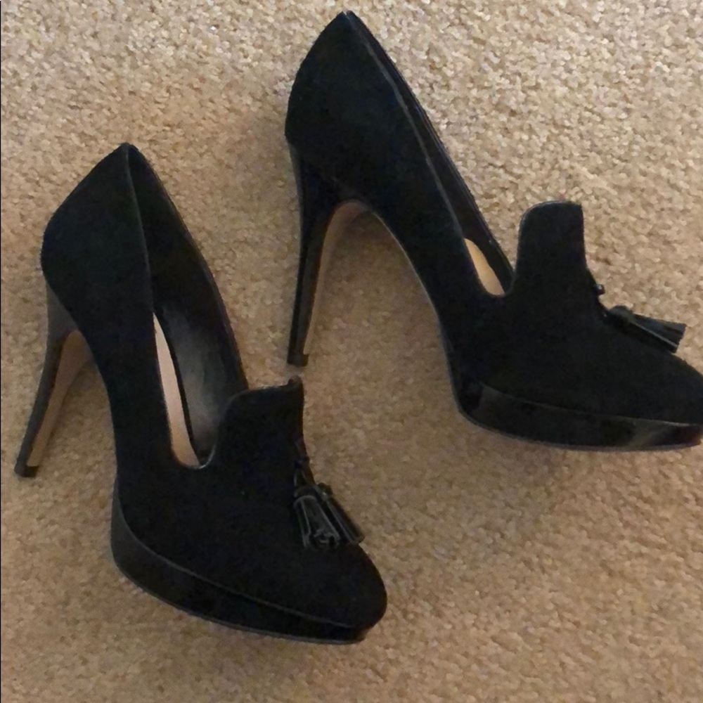 Vince Cameron Black Heels with Tassels
